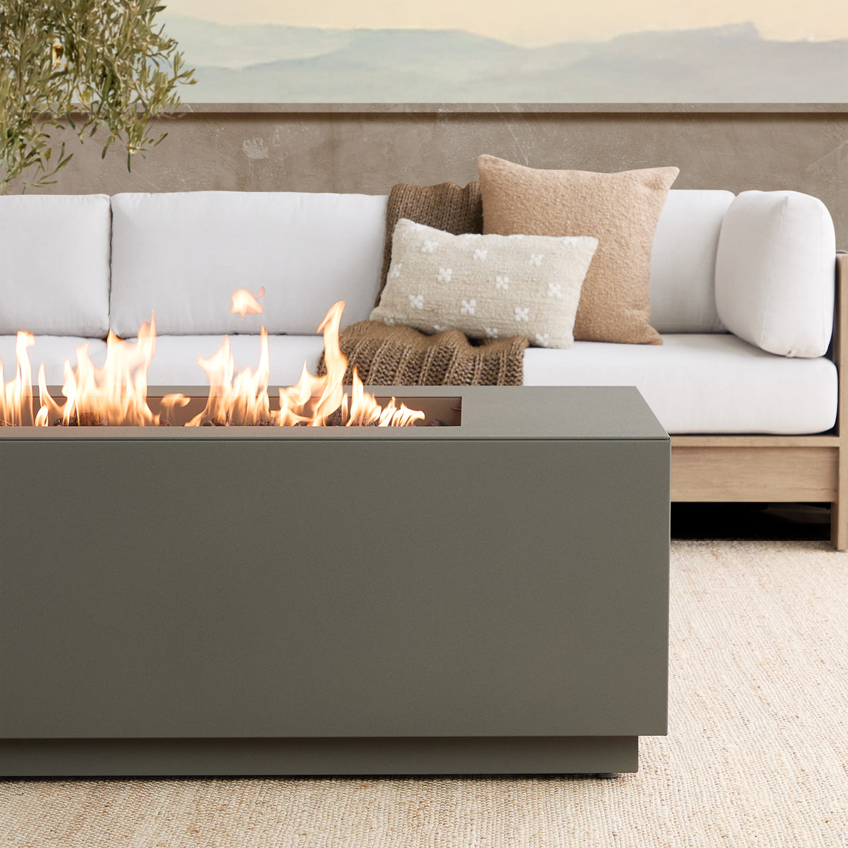 Neven 58" Rectangle Fire Table with Hidden Propane Tank - Real Flame