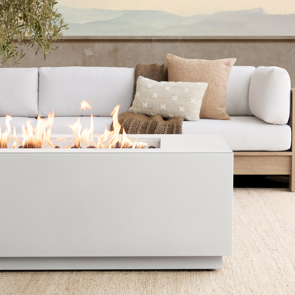 Neven 58" Rectangle Fire Table with Hidden Propane Tank - Real Flame