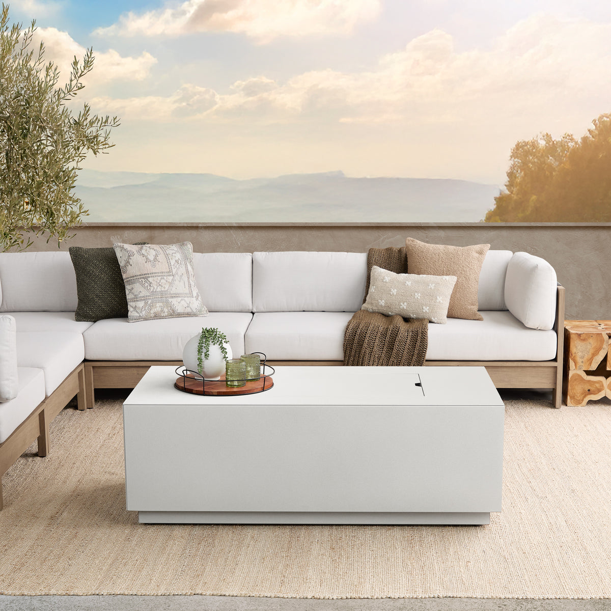 Neven 58" Rectangle Fire Table with Hidden Propane Tank - Real Flame