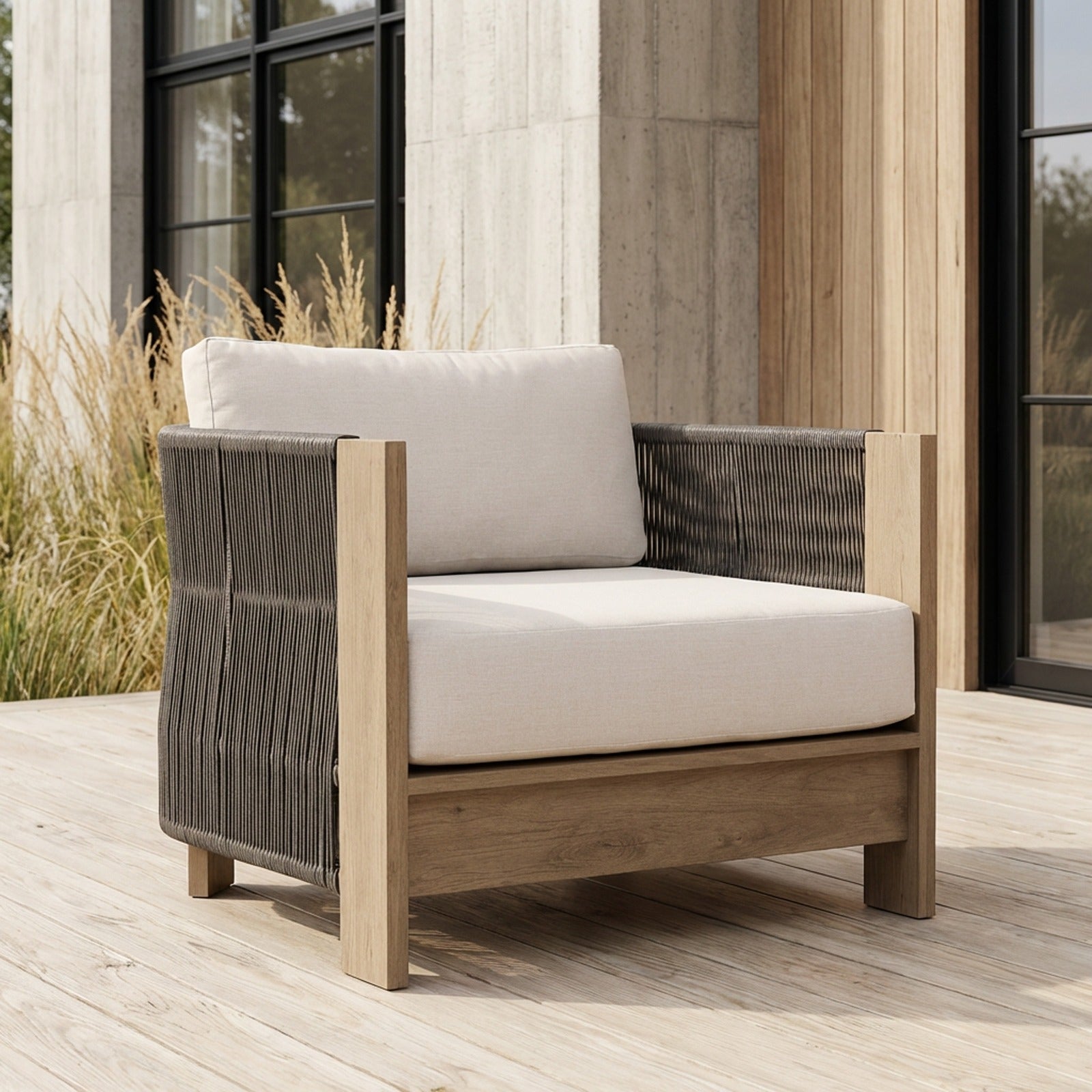 Stratton Outdoor Lounge Chair With Sunbrella® Cushions - Real Flame