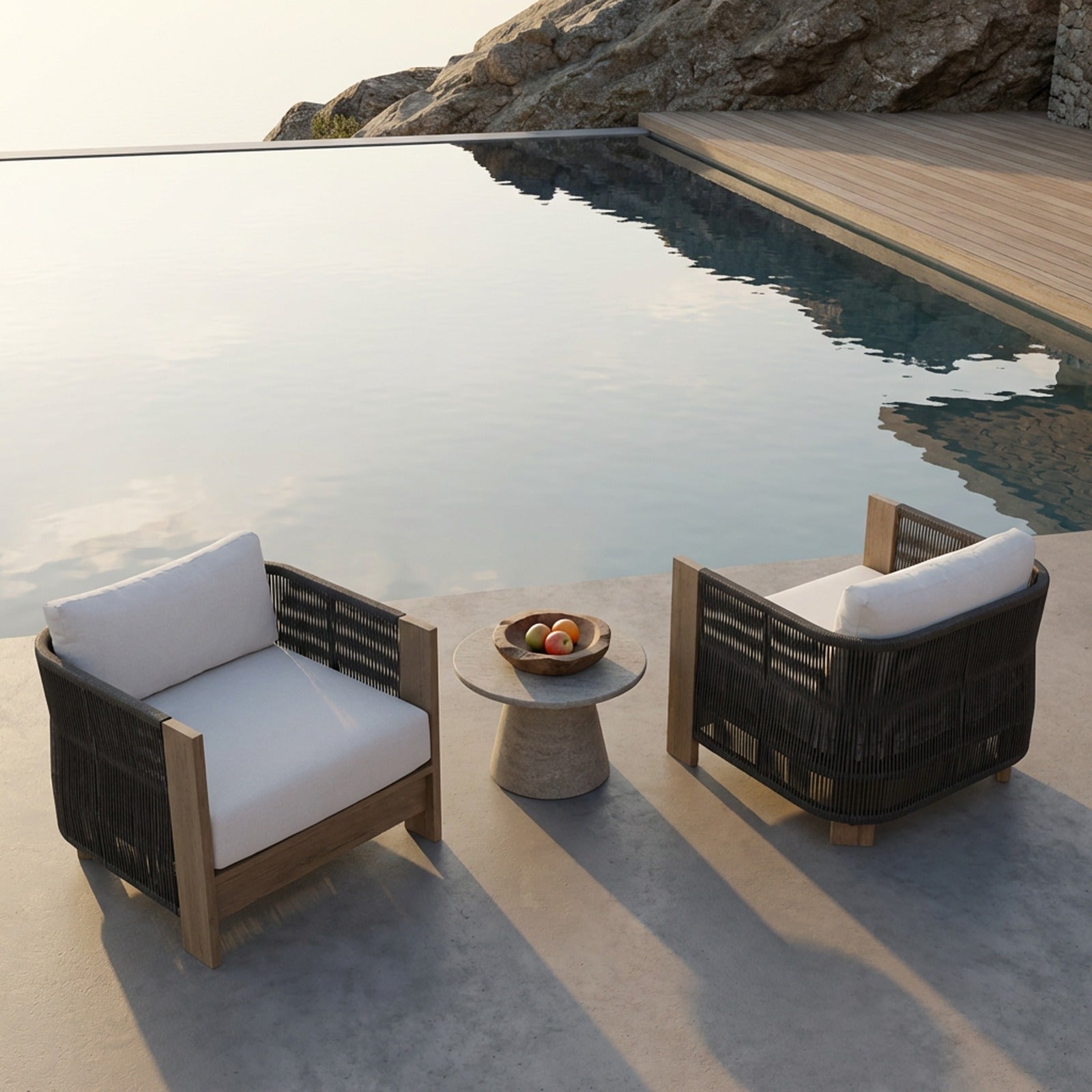 Stratton Outdoor Lounge Chair With Sunbrella® Cushions - Real Flame