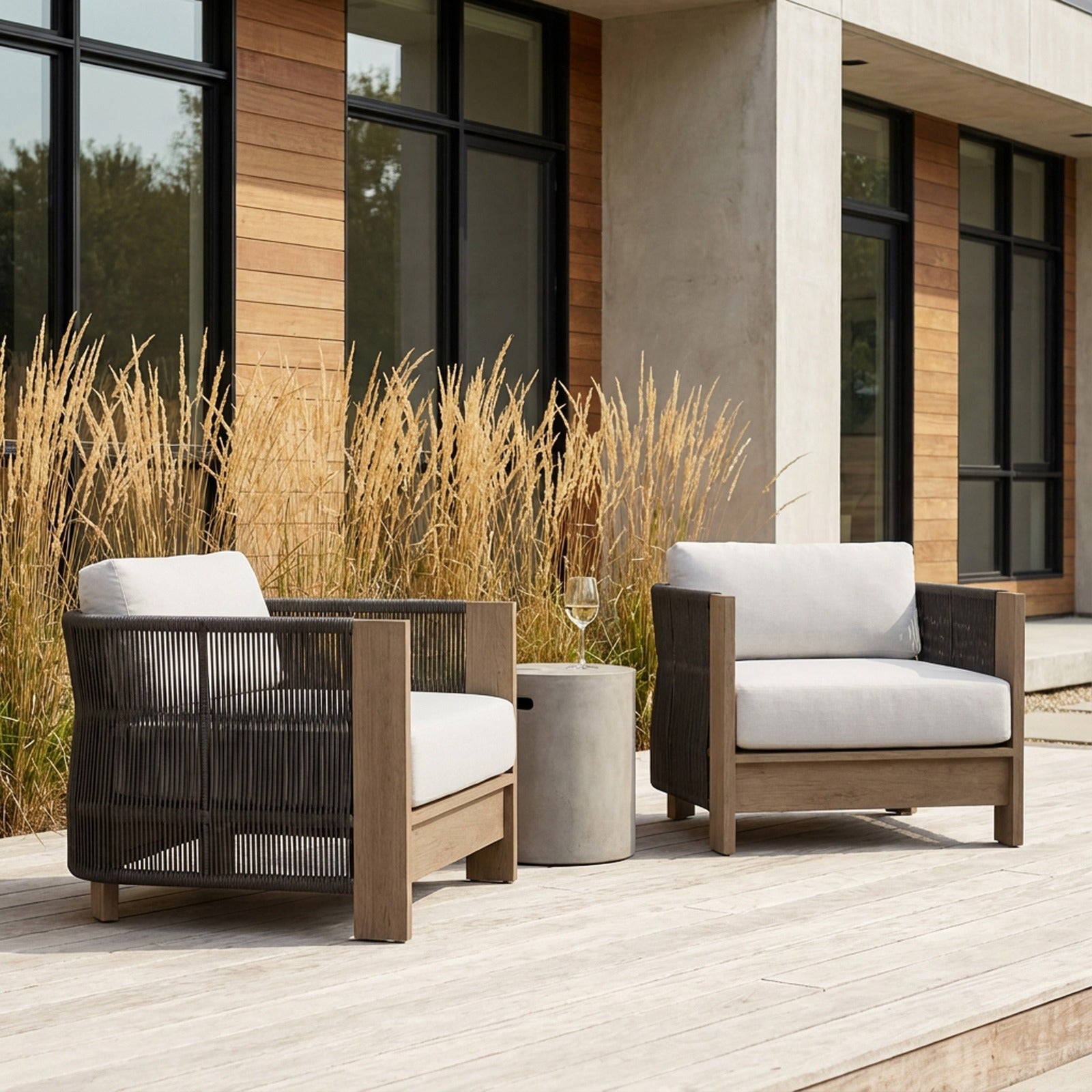 Stratton Outdoor Lounge Chair With Sunbrella® Cushions - Real Flame