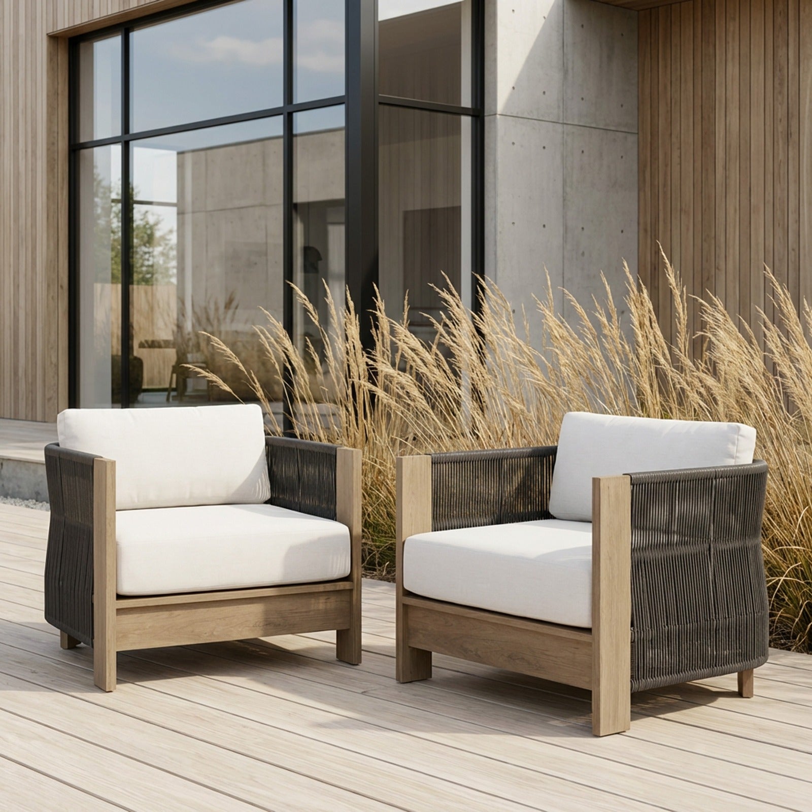 Stratton Outdoor Lounge Chair With Sunbrella® Cushions - Real Flame
