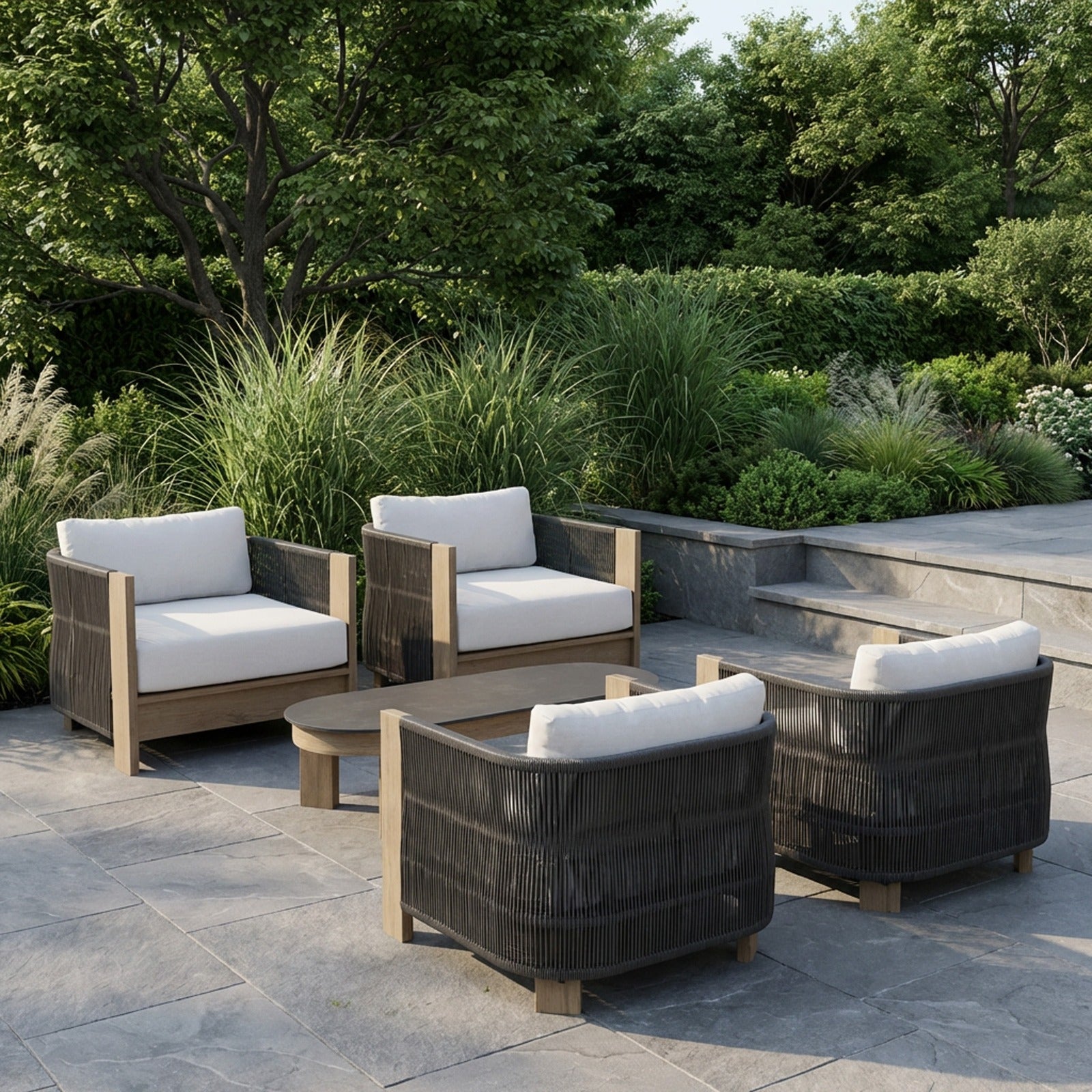 Stratton Outdoor Lounge Chair With Sunbrella® Cushions - Real Flame
