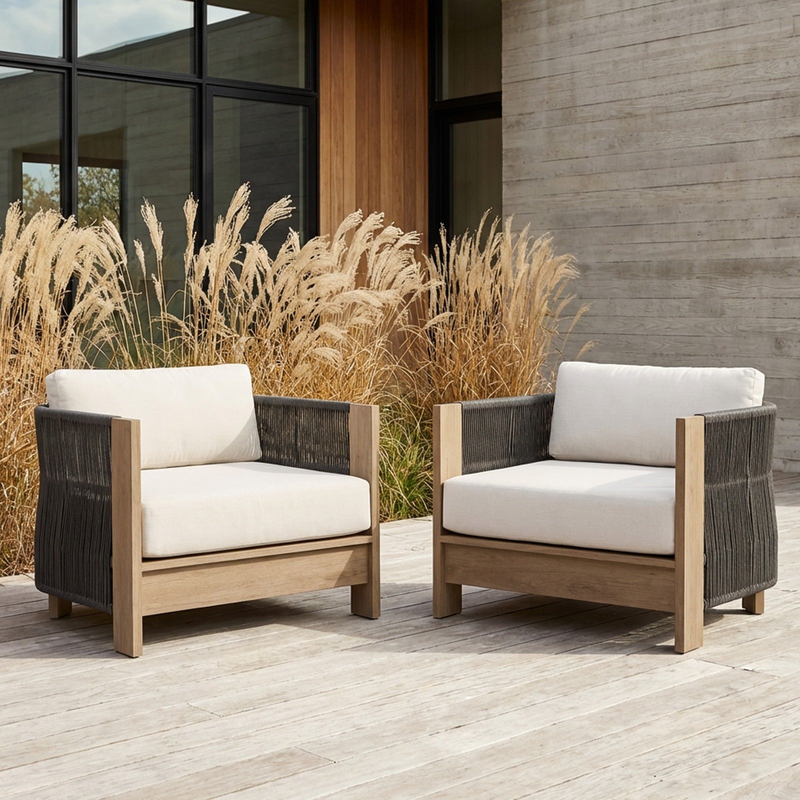 Stratton Outdoor Lounge Chair With Sunbrella® Cushions - Real Flame