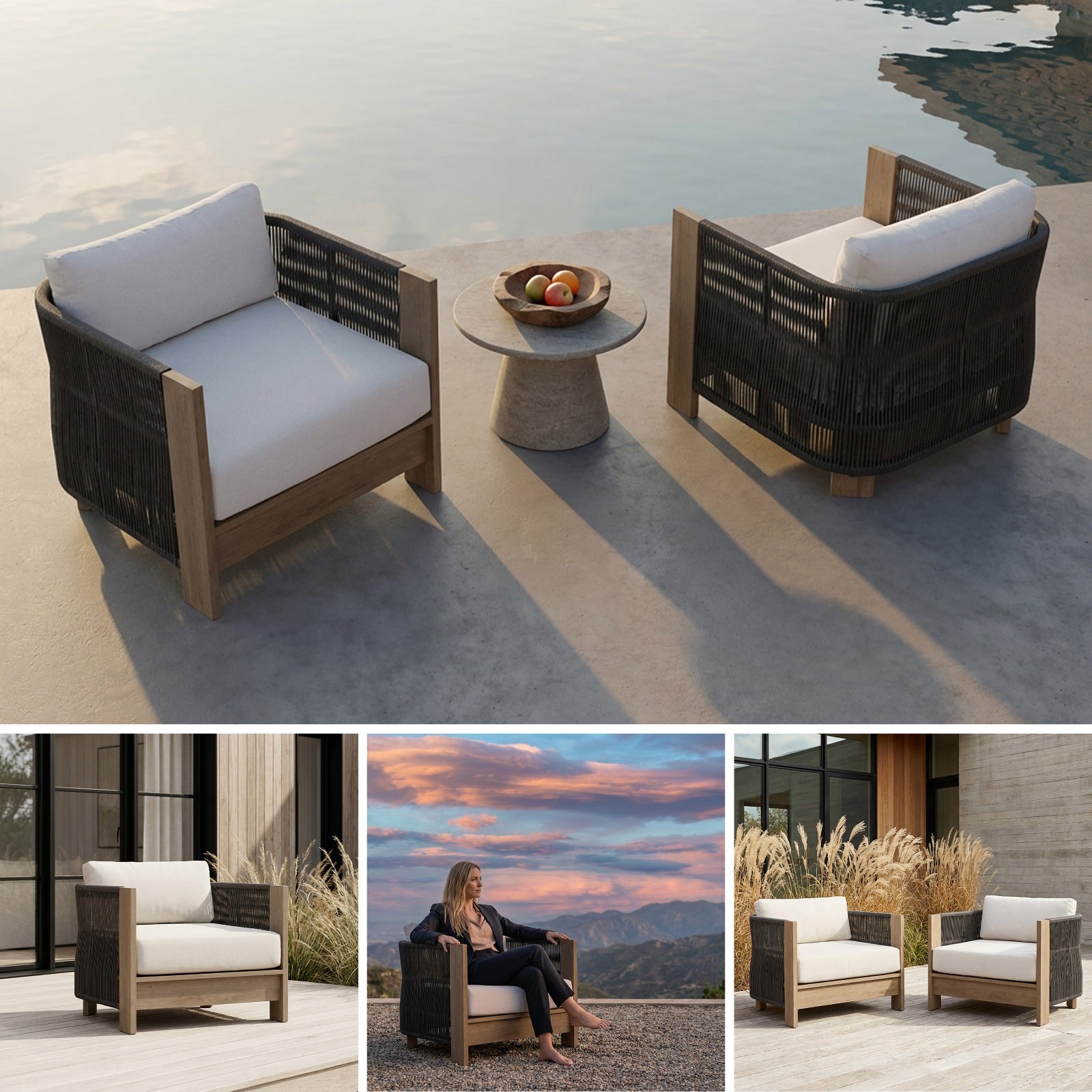 Stratton Outdoor Lounge Chair With Sunbrella® Cushions – Real Flame
