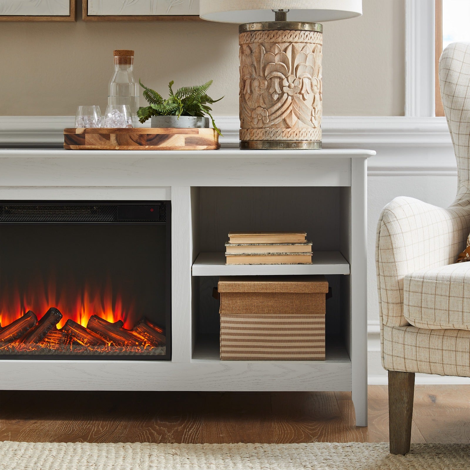 Ashford 68" Solid Wood Slim Electric Fireplace TV Stand - Real Flame
