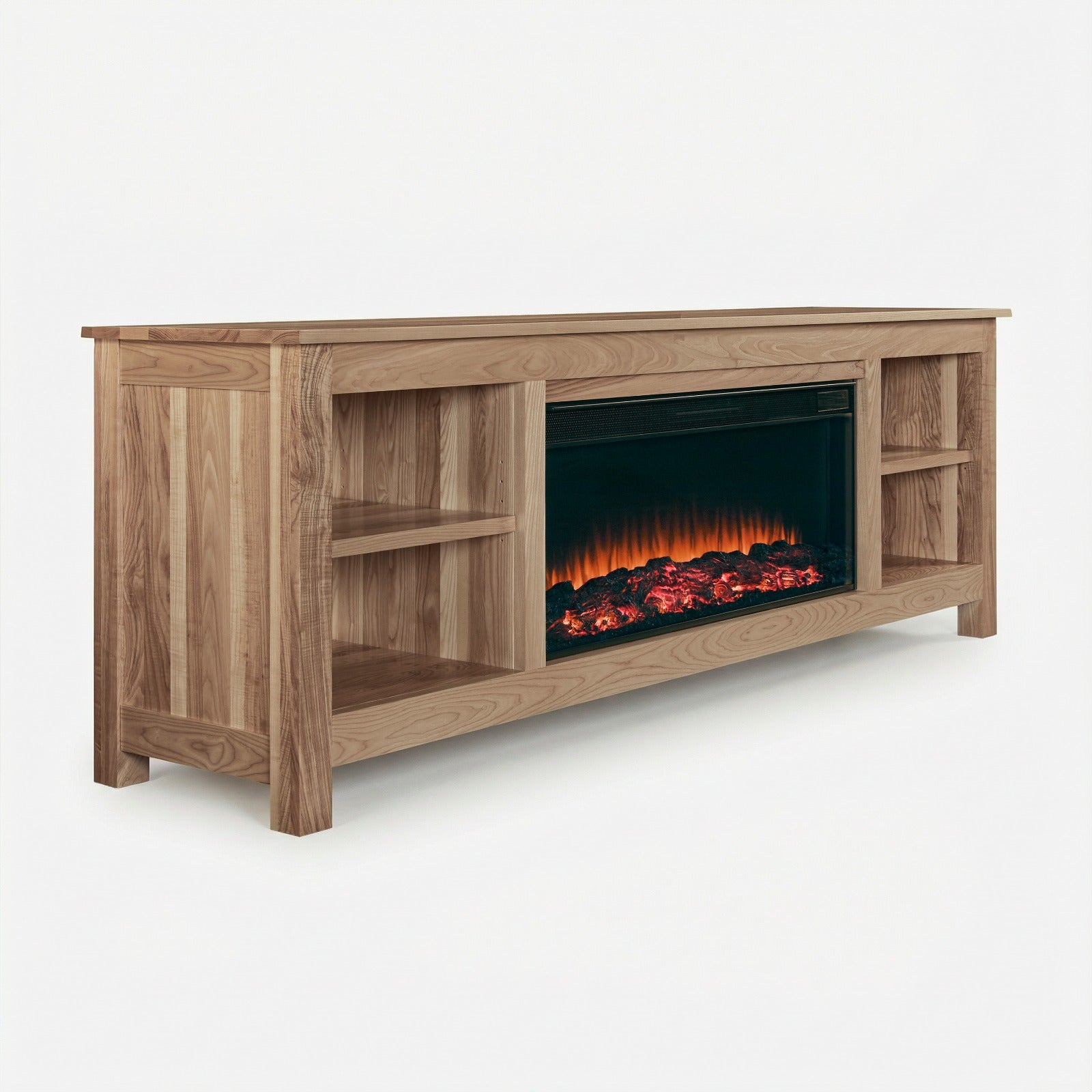 Alden 84" Solid Wood Landscape Electric Fireplace TV Stand - Real Flame