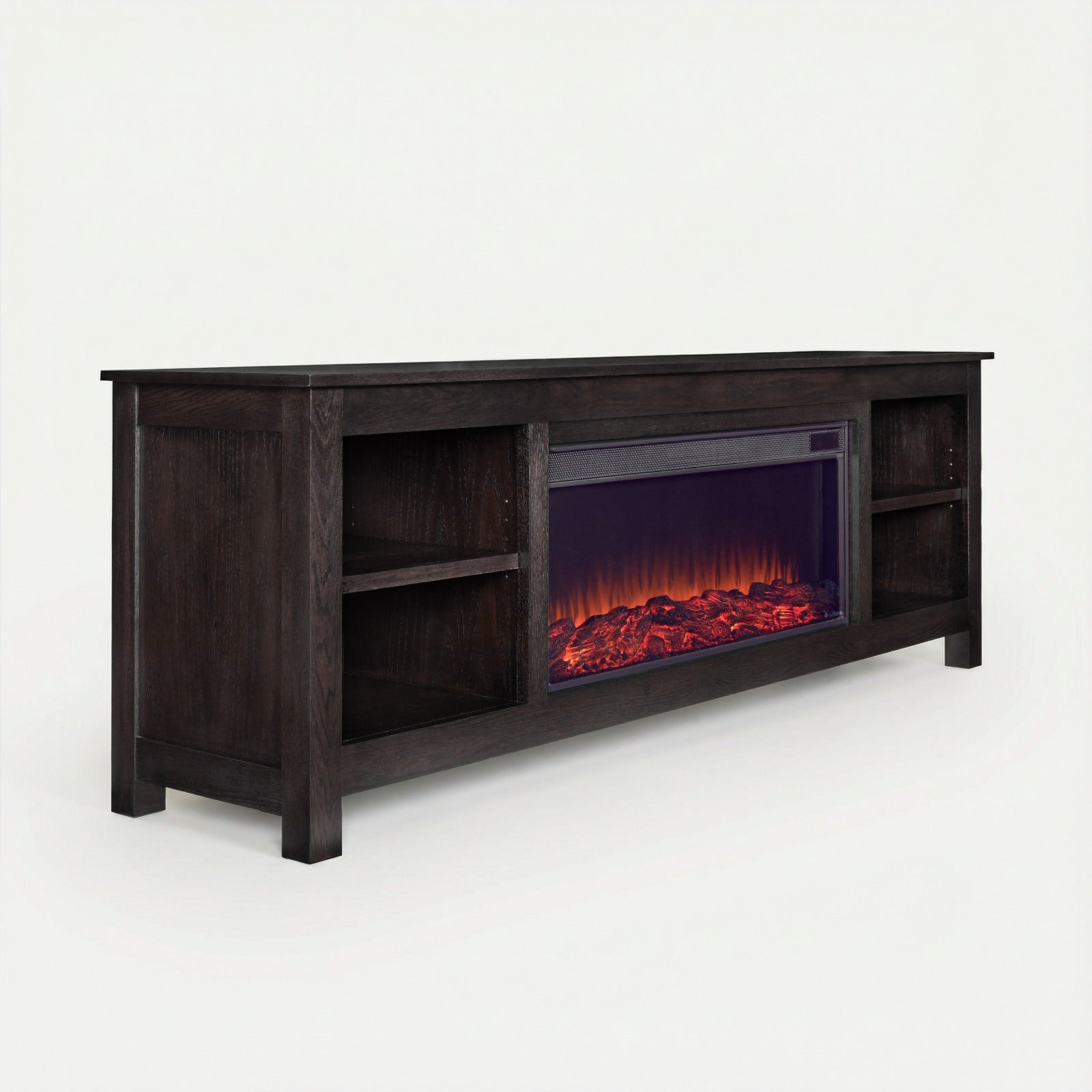 Alden 84" Solid Wood Landscape Electric Fireplace TV Stand - Real Flame