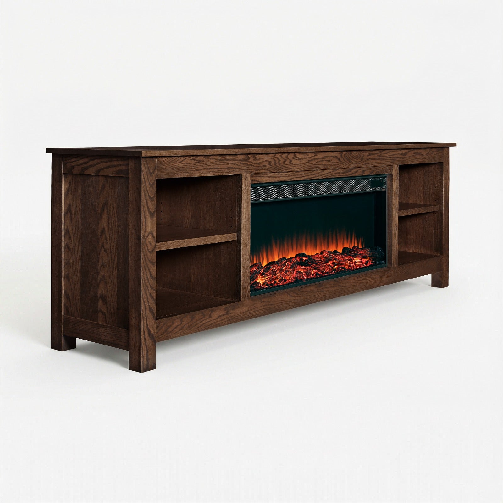 Alden 84" Solid Wood Landscape Electric Fireplace TV Stand - Real Flame