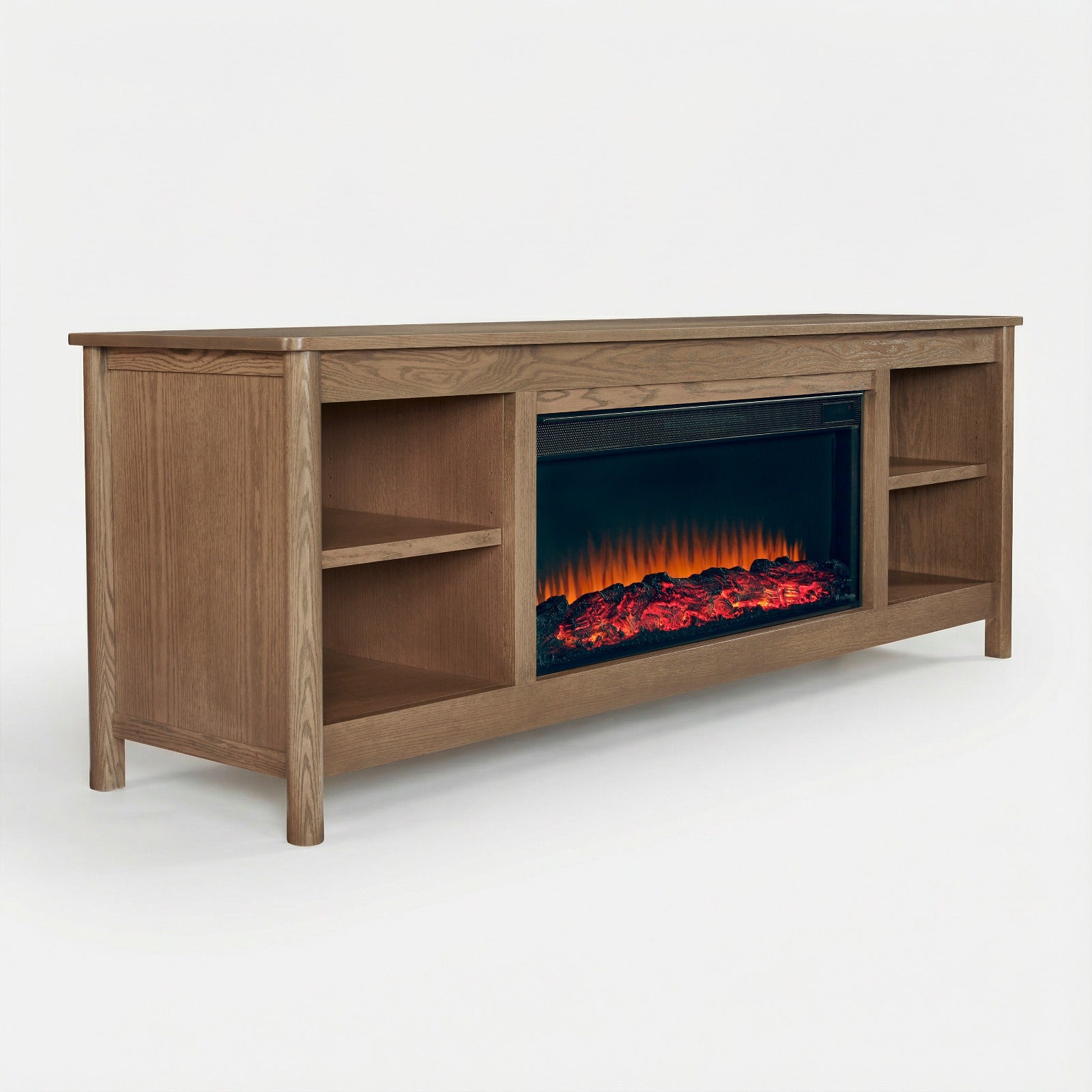Rowan 81" Solid Wood Landscape Electric Fireplace TV Stand - Real Flame