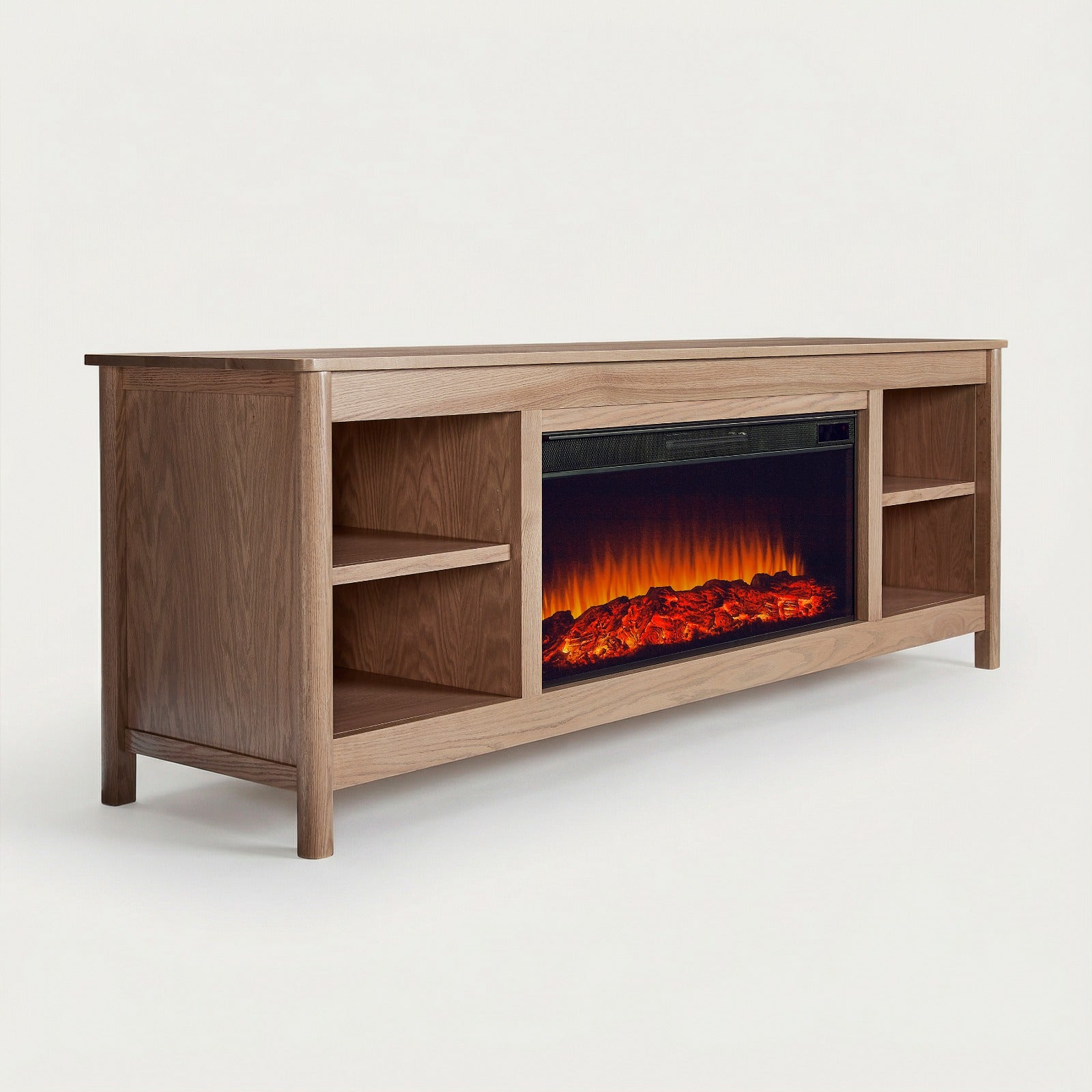 Rowan 81" Solid Wood Landscape Electric Fireplace TV Stand - Real Flame