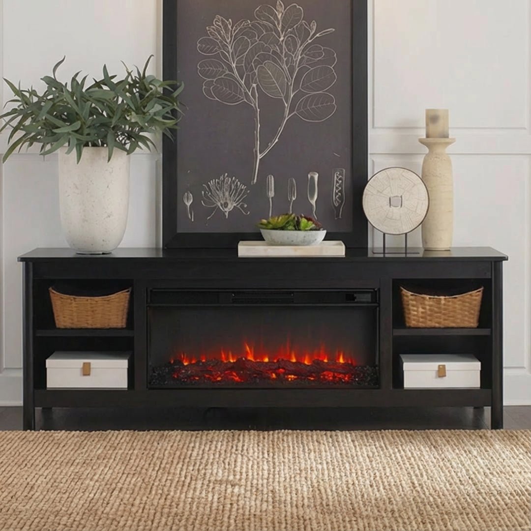 Rowan 81" Solid Wood Landscape Electric Fireplace TV Stand - Real Flame