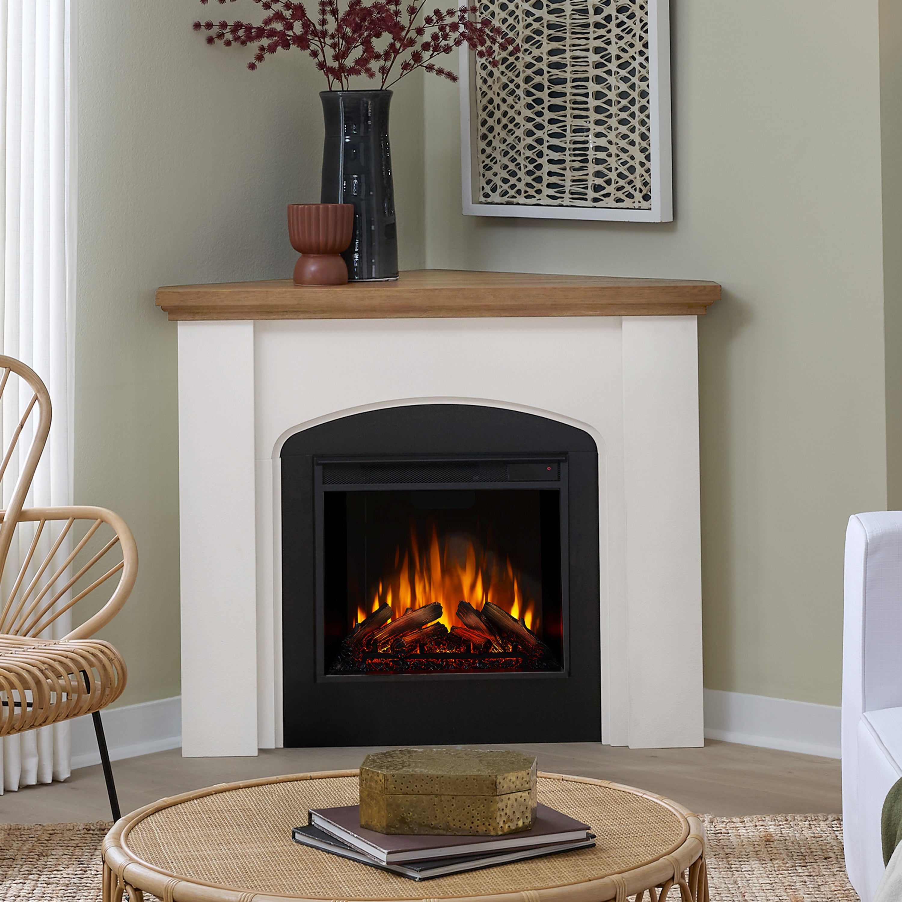 Anika Corner Electric Fireplace - Real Flame