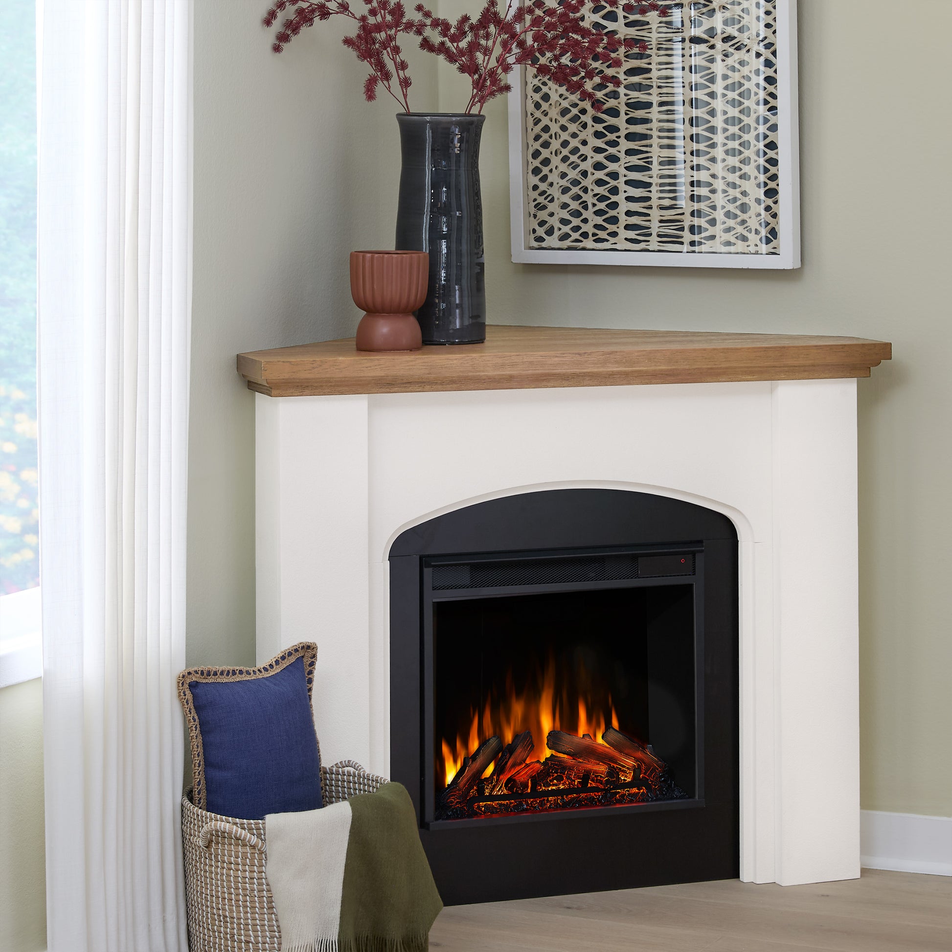 Anika Corner Electric Fireplace - Real Flame