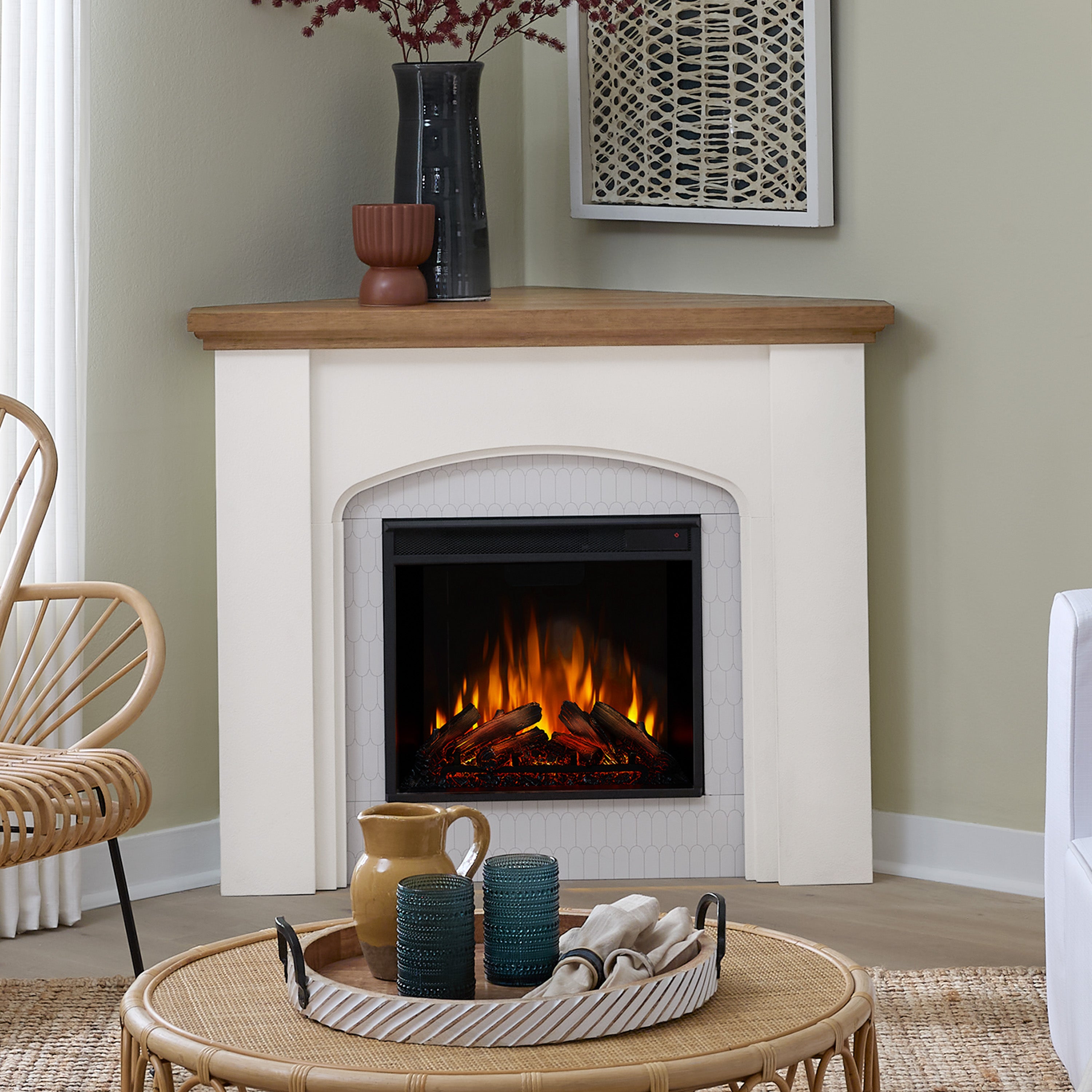 Anika Corner Electric Fireplace - Real Flame
