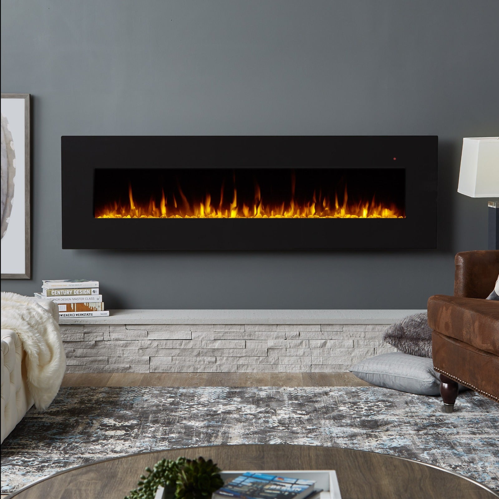 Corretto 72" Wall - Mount Electric Fireplace - Real Flame