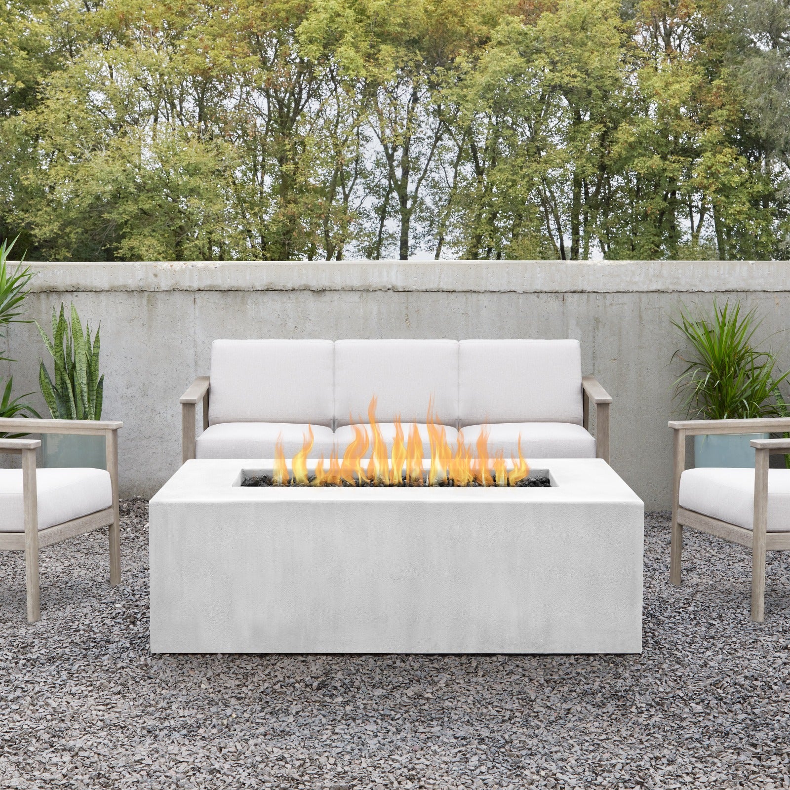 Estes Rectangle Fire Pit Table With Hidden Propane Tank - Real Flame