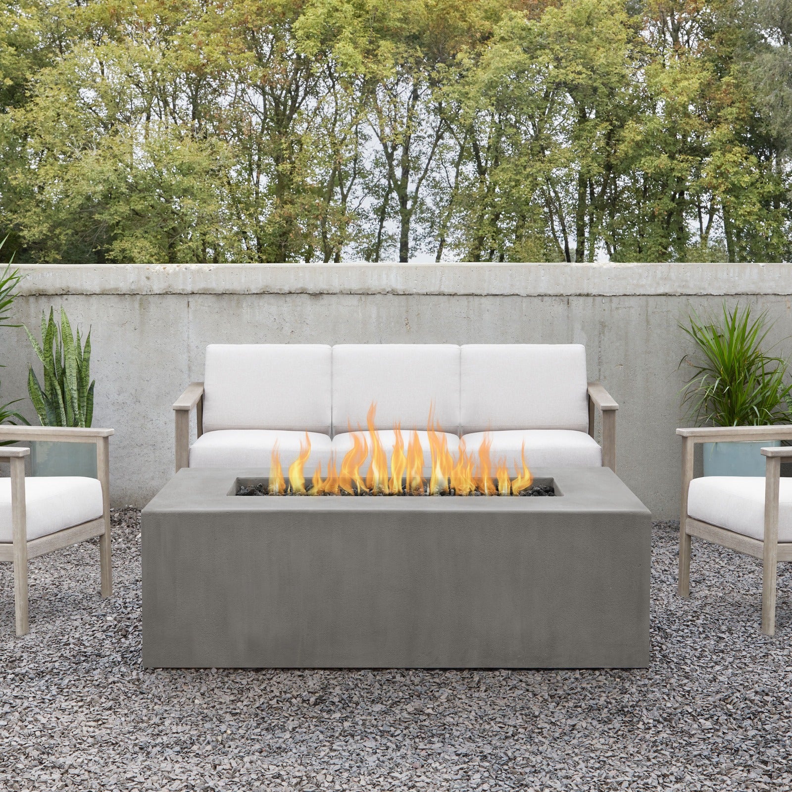 Estes Rectangle Fire Pit Table With Hidden Propane Tank - Real Flame