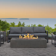 Estes Low Rectangle Propane Fire Pit Table - Real Flame