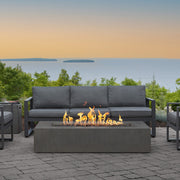 Estes Low Rectangle Natural Gas Fire Pit Table - Real Flame