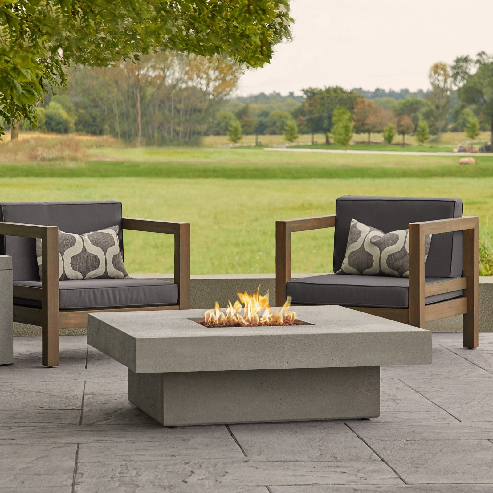 Geneva 42" Square Propane Fire Pit Table - Real Flame
