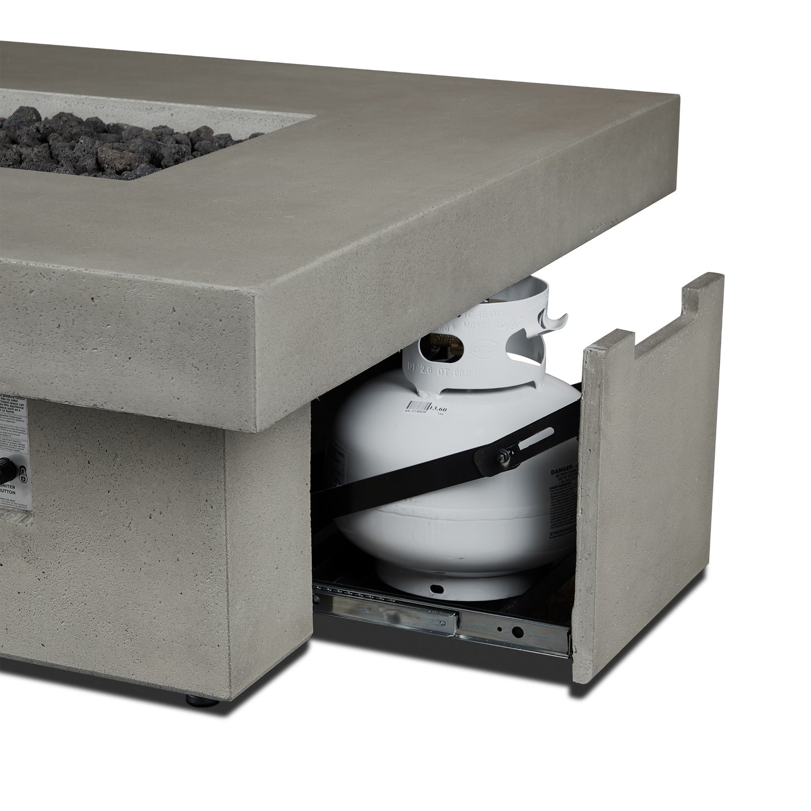 Geneva 60" Rectangle Fire Pit Table With Hidden Propane Tank - Real Flame