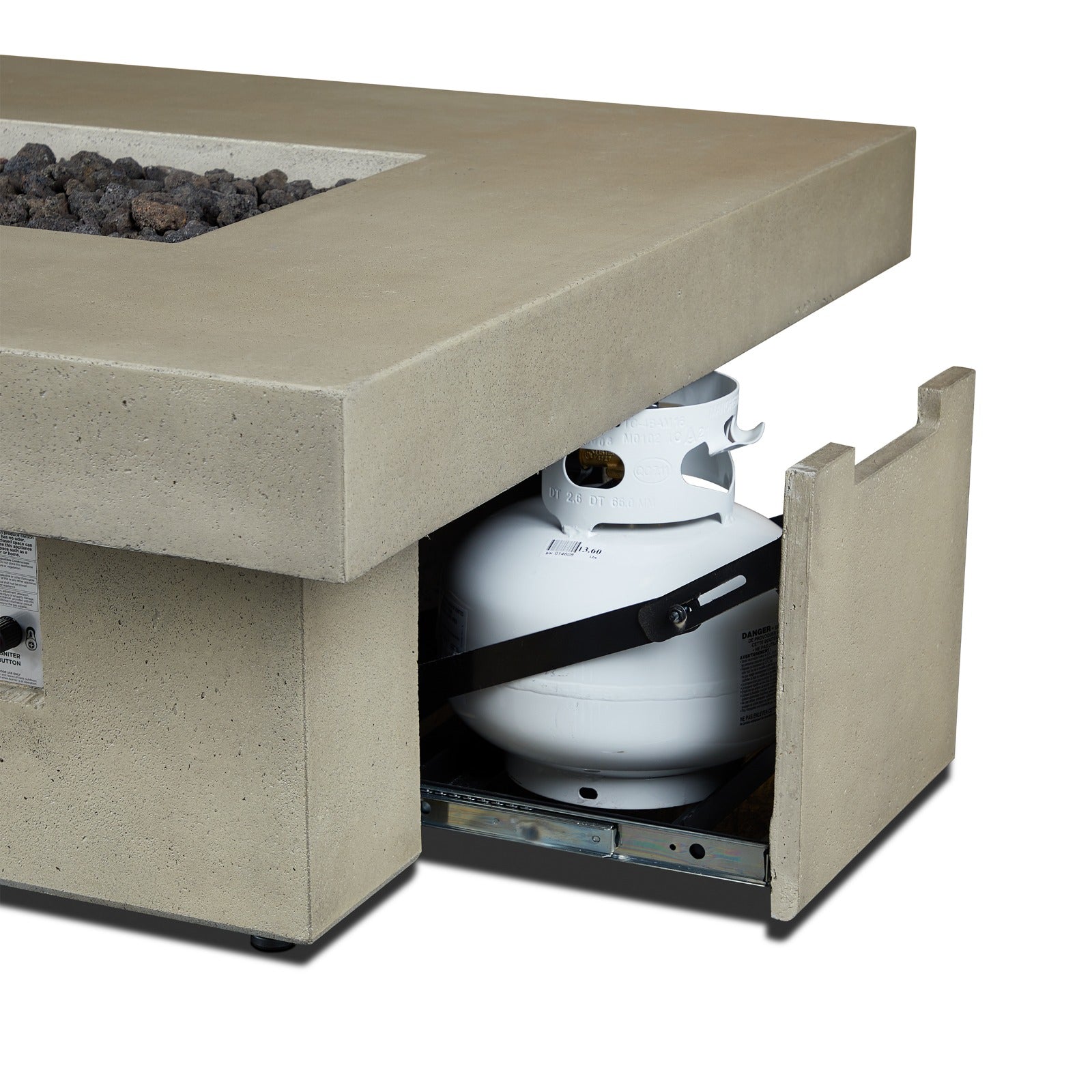 Geneva 60" Rectangle Fire Pit Table With Hidden Propane Tank - Real Flame