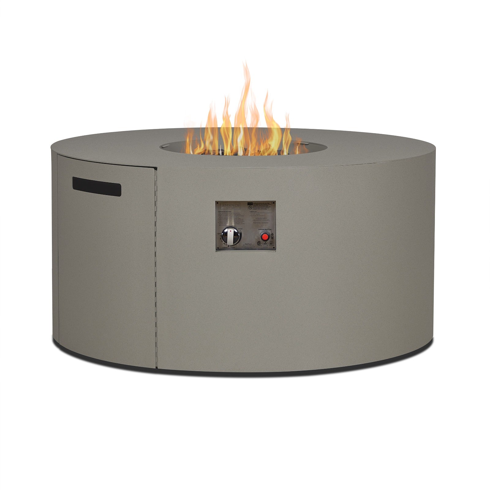 Coden Round Fire Pit Table With Hidden Propane Tank - Real Flame