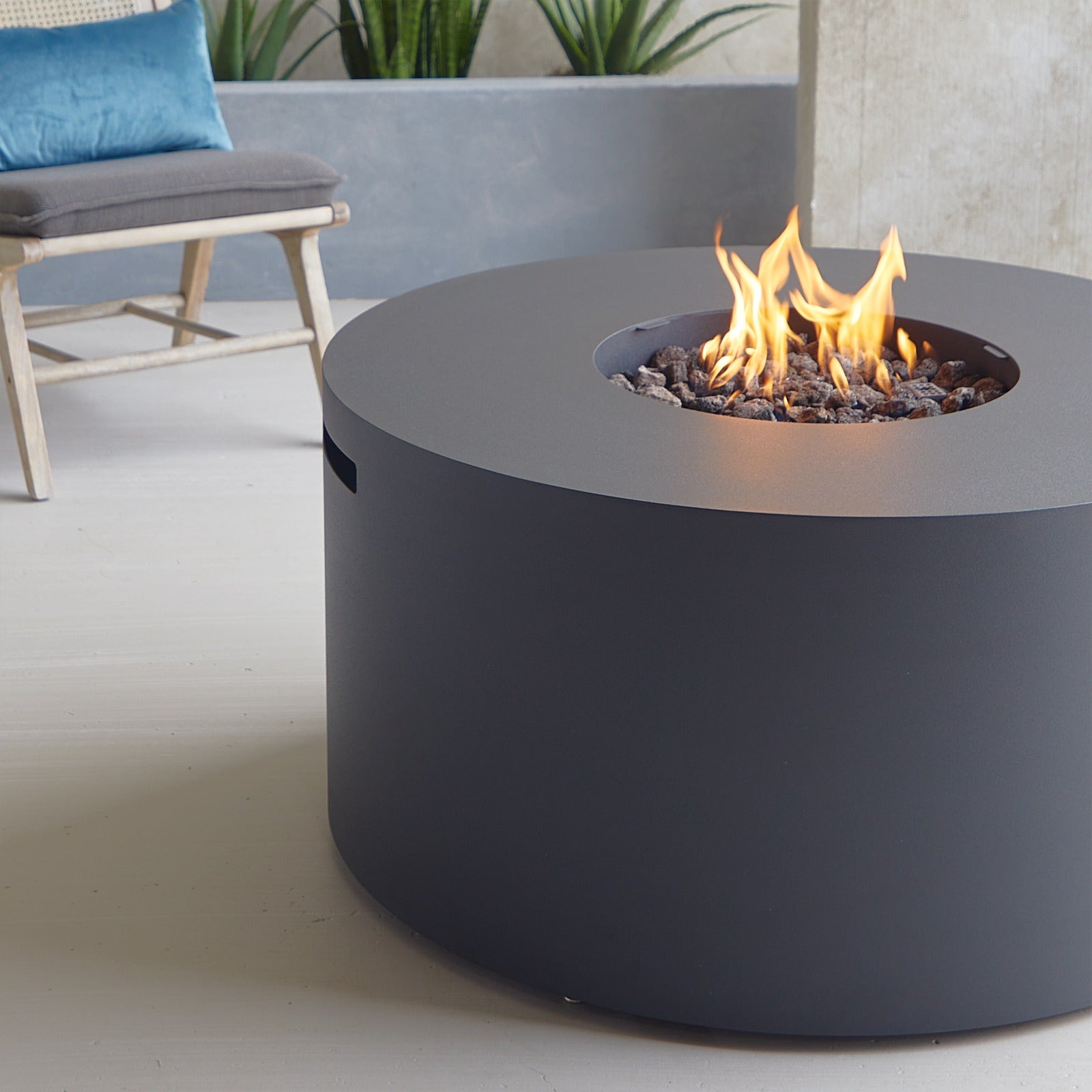 Coden Round Fire Pit Table With Hidden Propane Tank - Real Flame