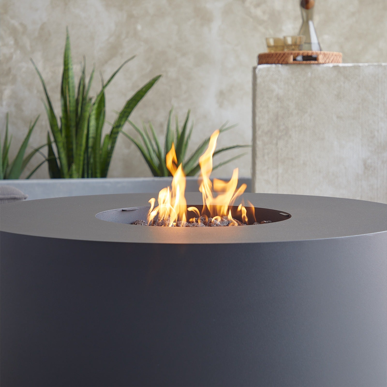 Coden Round Fire Pit Table With Hidden Propane Tank - Real Flame