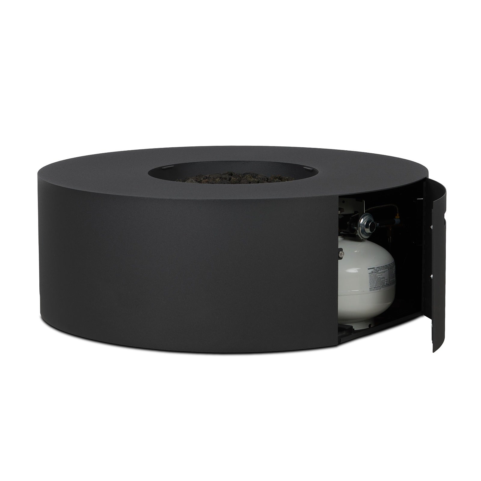 Coden Low Round Fire Pit Table With Hidden Propane Tank - Real Flame