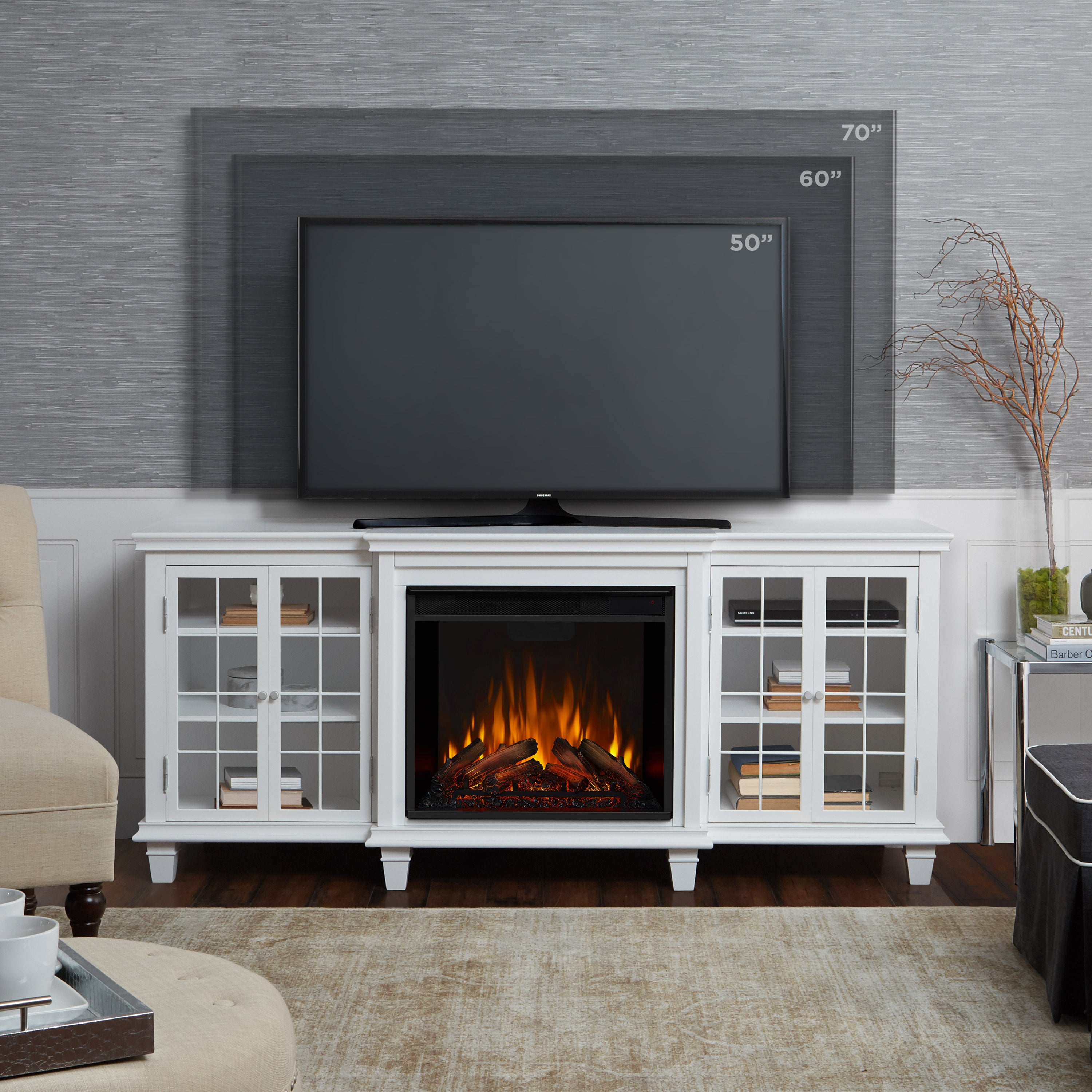 Marlowe Electric Fireplace TV Stand - Real Flame
