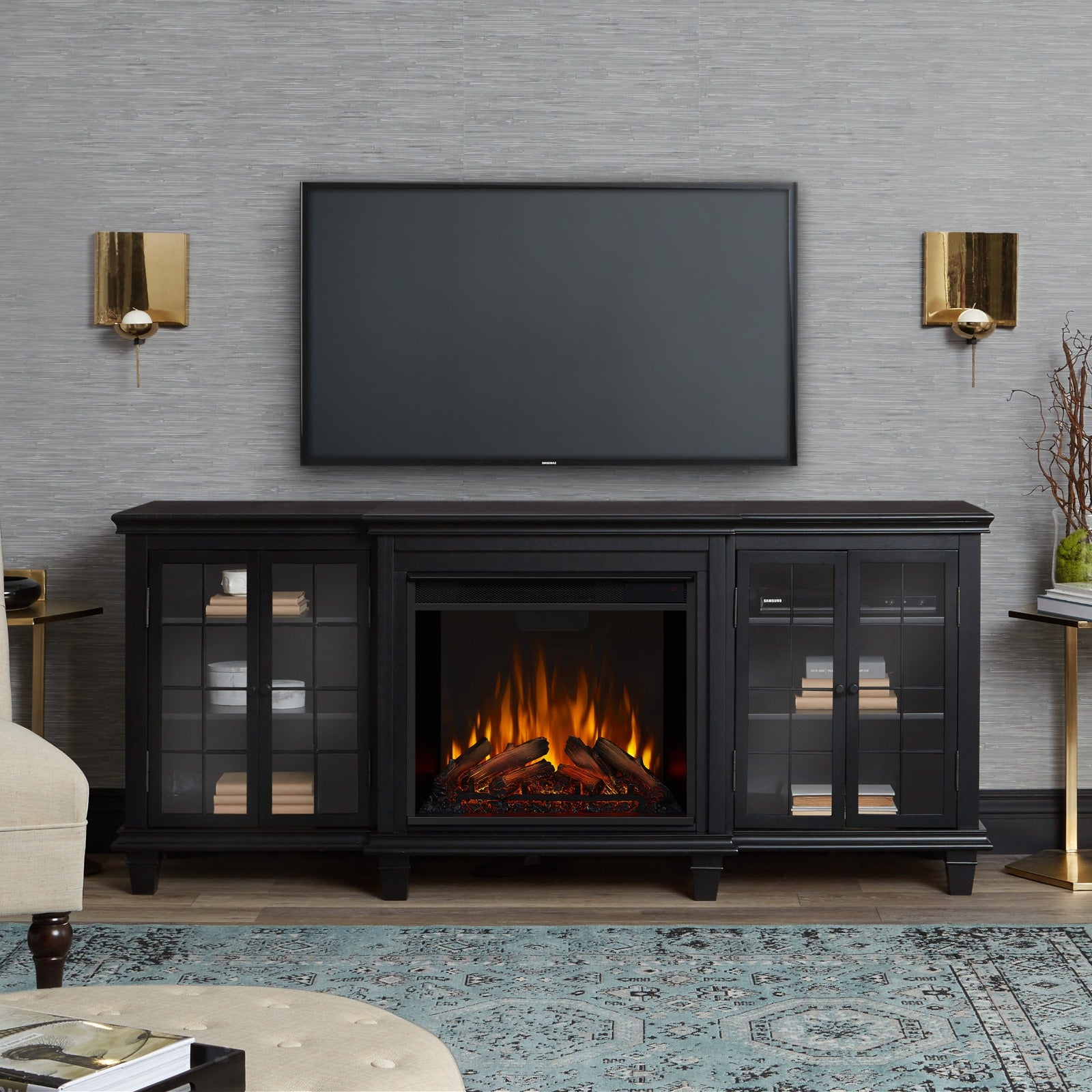 Marlowe Electric Fireplace TV Stand - Real Flame