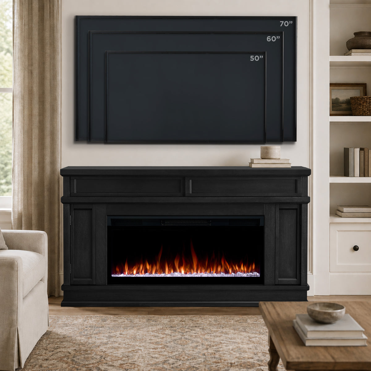 Torrey SMART Landscape Electric Fireplace TV Stand - Real Flame