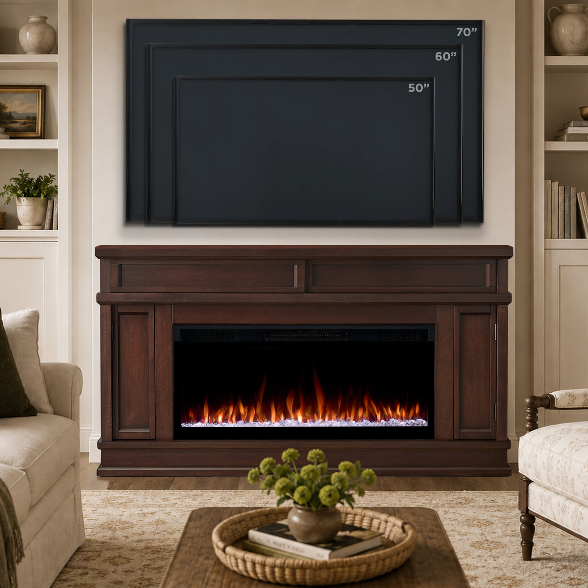 Torrey SMART Landscape Electric Fireplace TV Stand - Real Flame