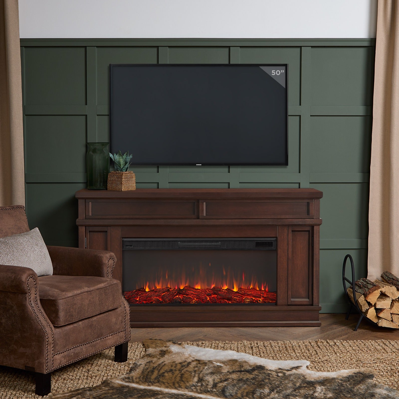 Torrey Landscape Electric Fireplace TV Stand - Real Flame