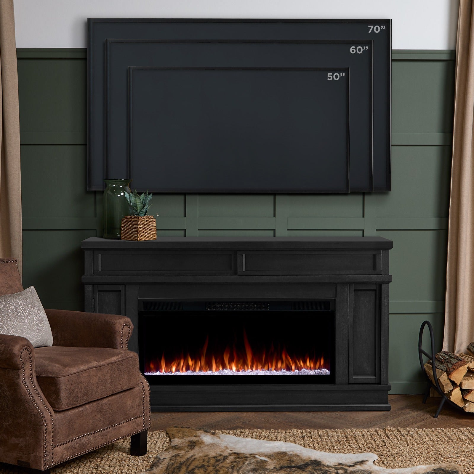 Torrey SMART Landscape Electric Fireplace TV Stand - Real Flame