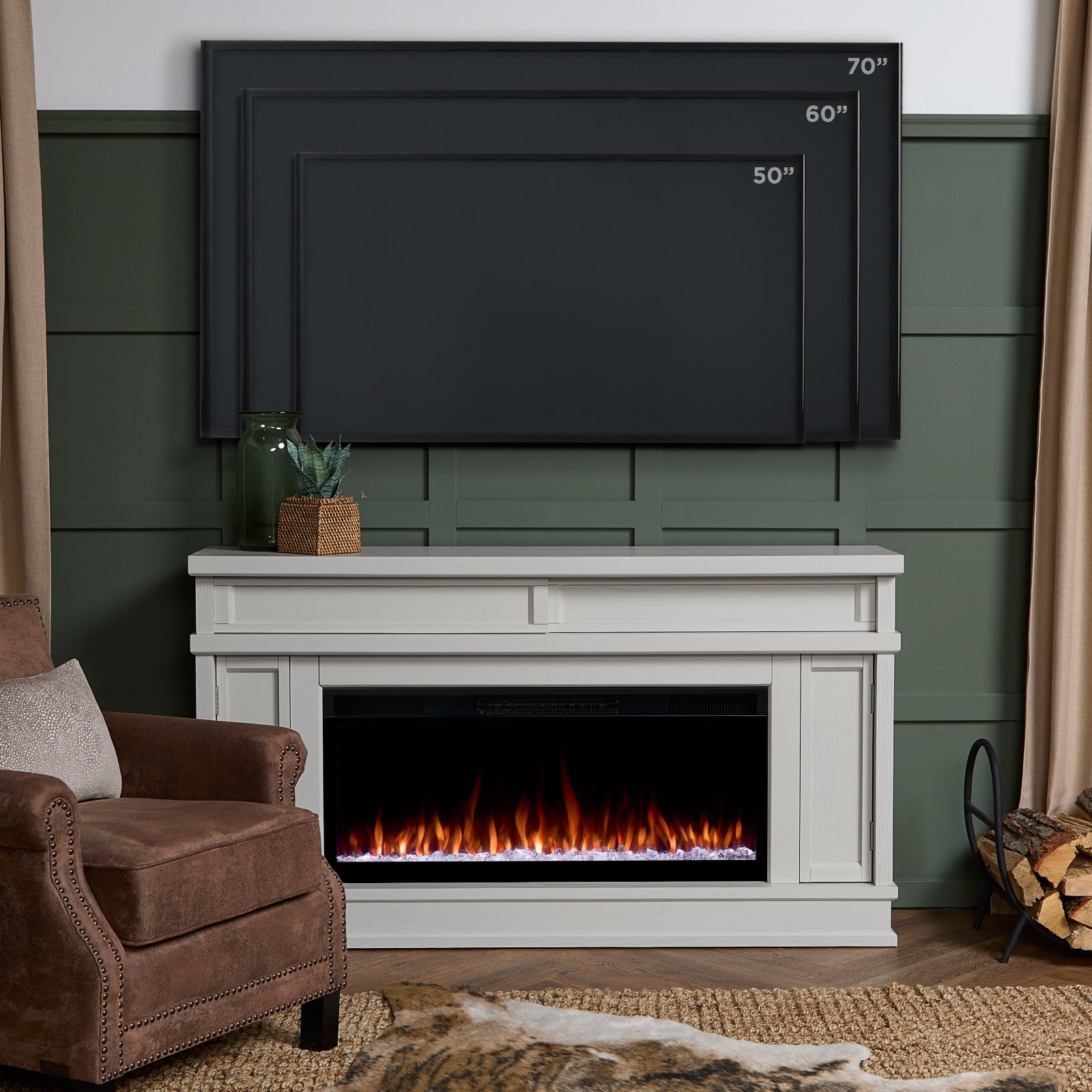 Torrey SMART Landscape Electric Fireplace TV Stand - Real Flame