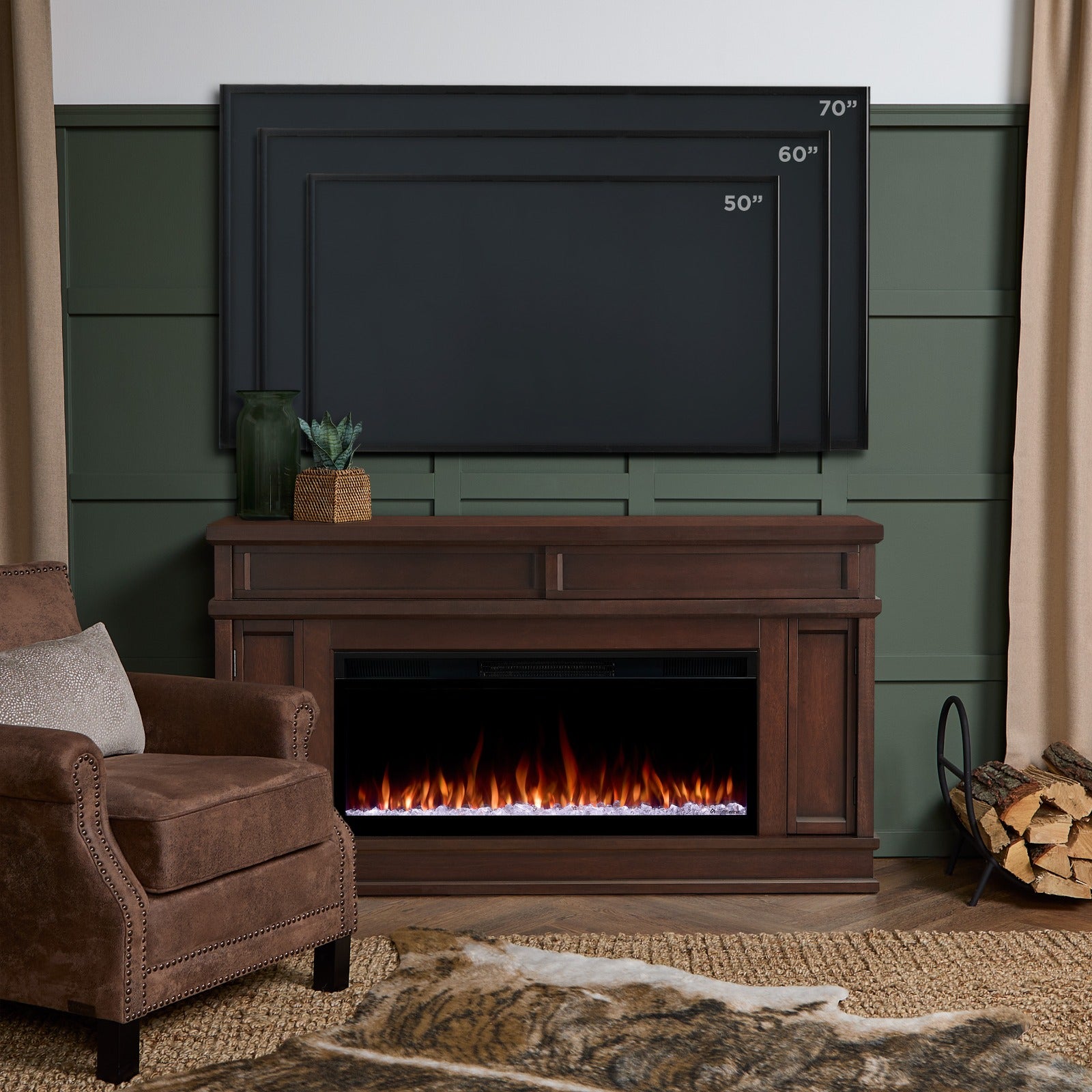 Torrey SMART Landscape Electric Fireplace TV Stand - Real Flame