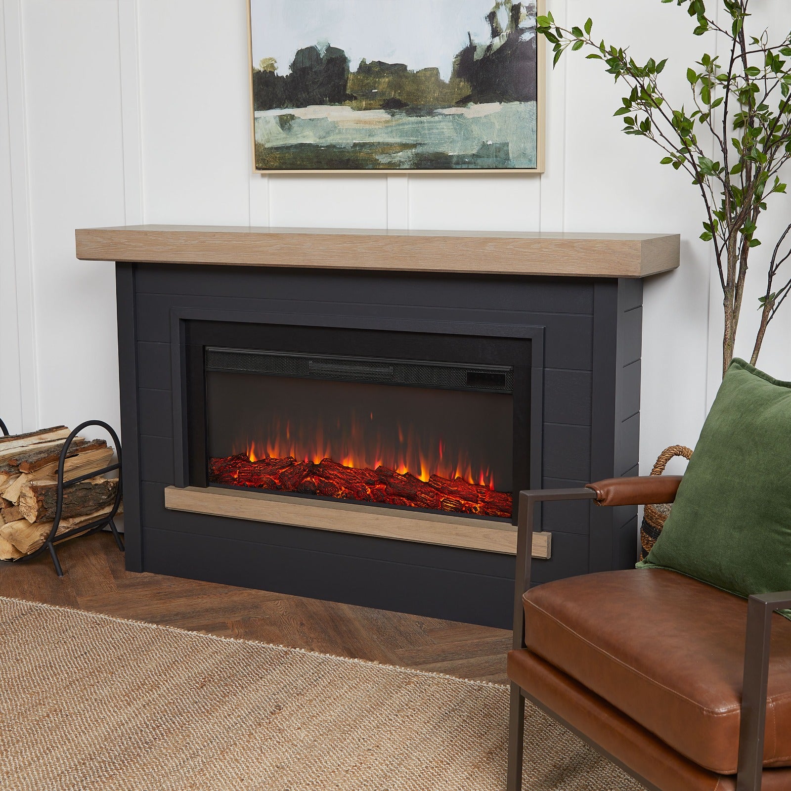 Bernice Landscape Electric Fireplace - Real Flame