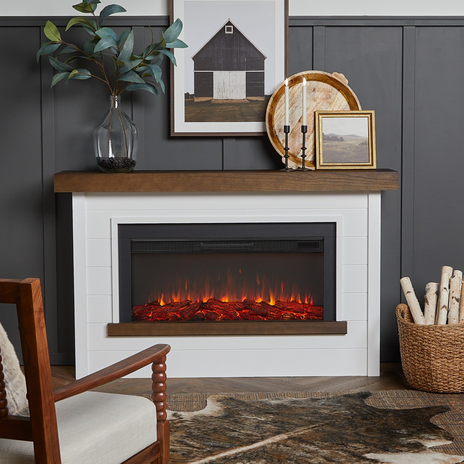 Bernice Landscape Electric Fireplace - Real Flame