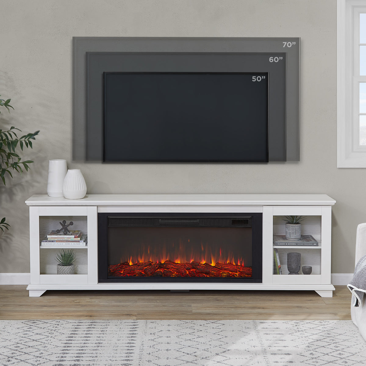 Benjamin Landscape Electric Fireplace TV Stand - Real Flame