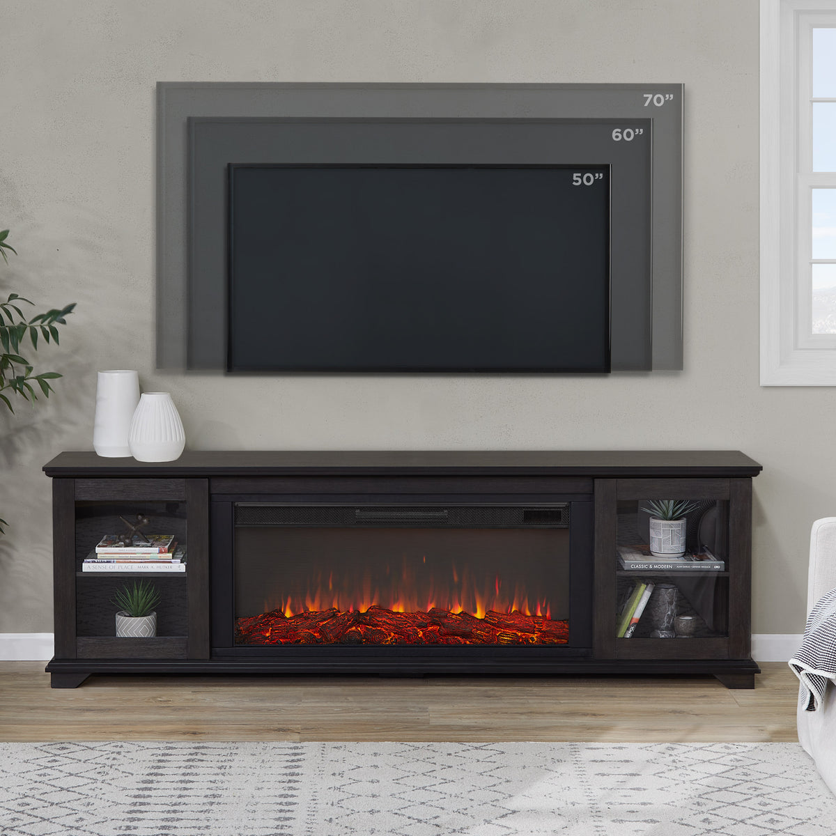 Benjamin Landscape Electric Fireplace TV Stand - Real Flame