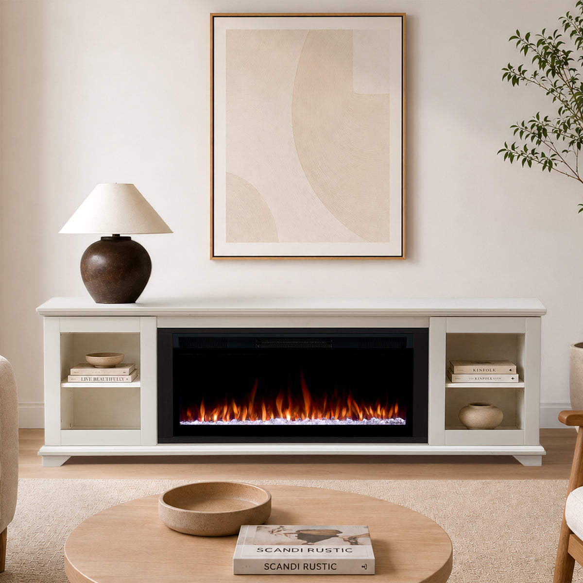 Benjamin SMART Landscape Electric Fireplace TV Stand - Real Flame