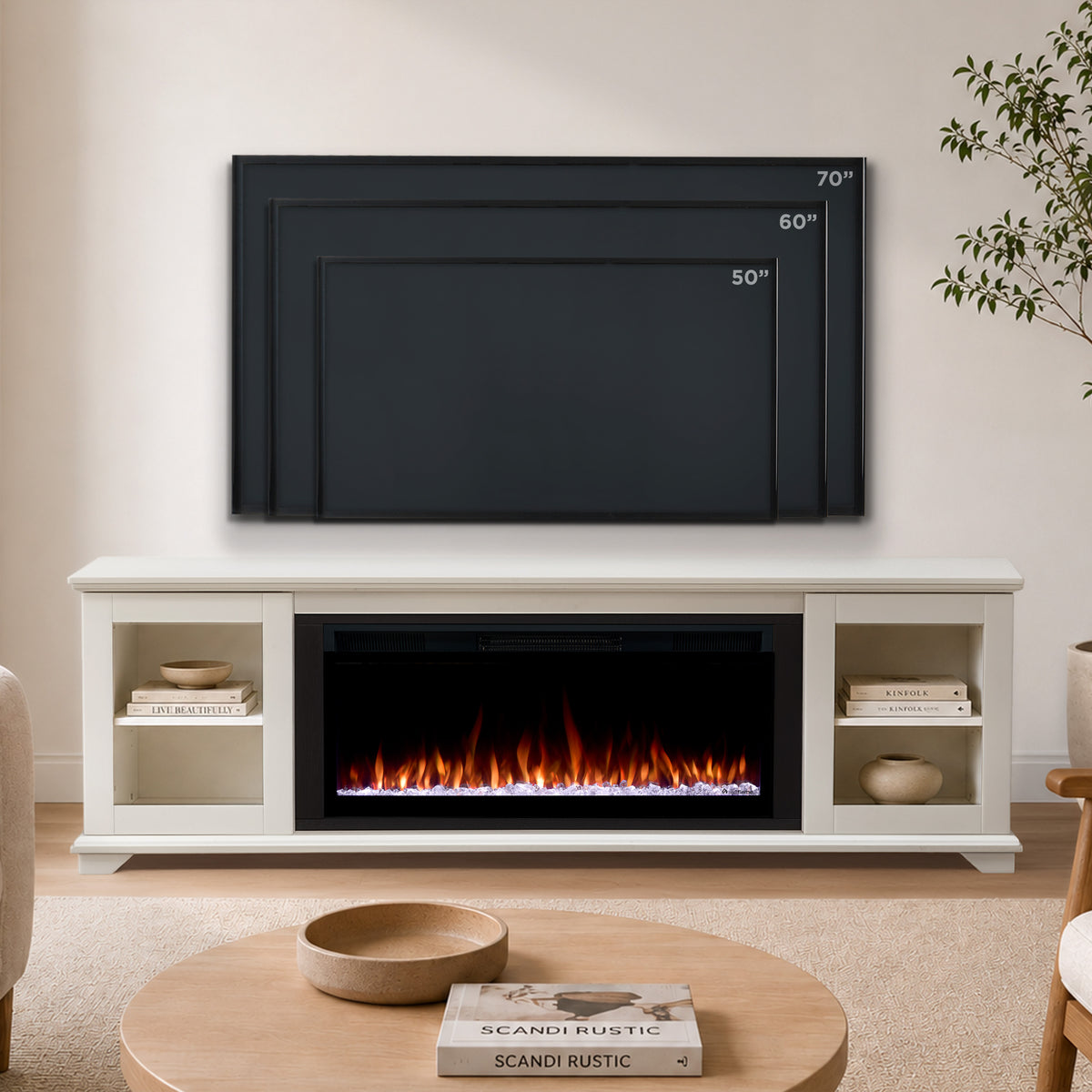 Benjamin SMART Landscape Electric Fireplace TV Stand - Real Flame