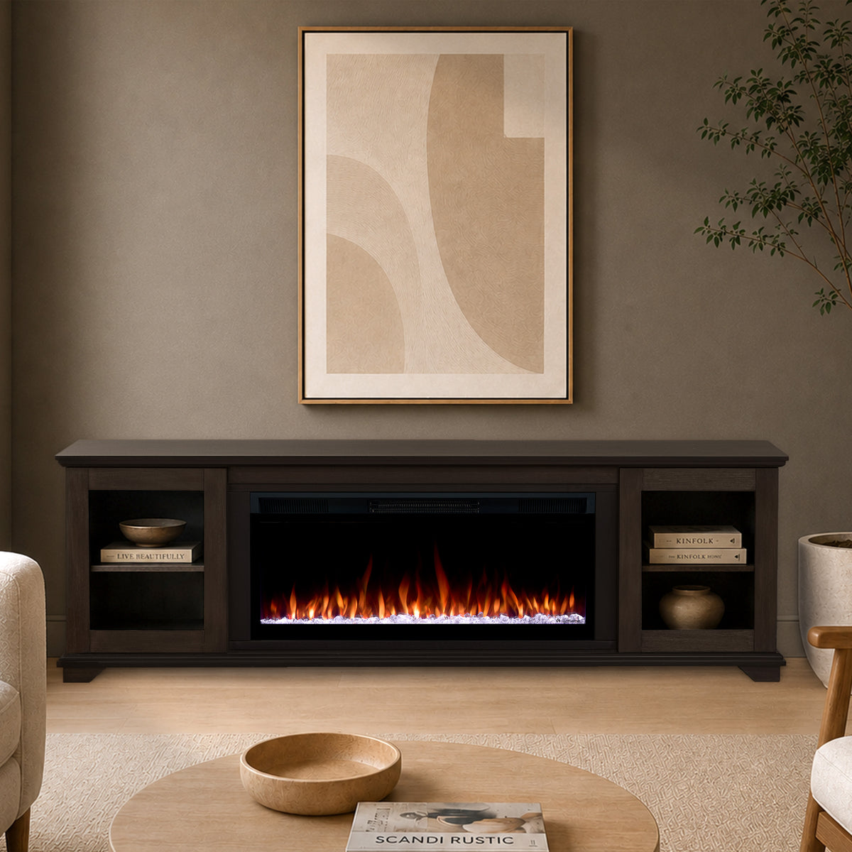 Benjamin SMART Landscape Electric Fireplace TV Stand - Real Flame