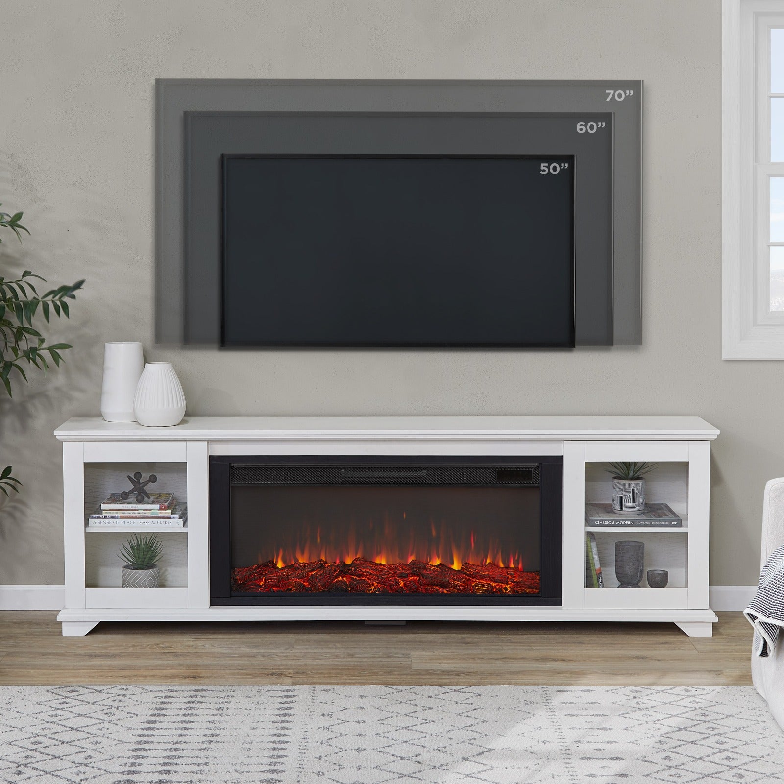 Benjamin Landscape Electric Fireplace TV Stand - Real Flame