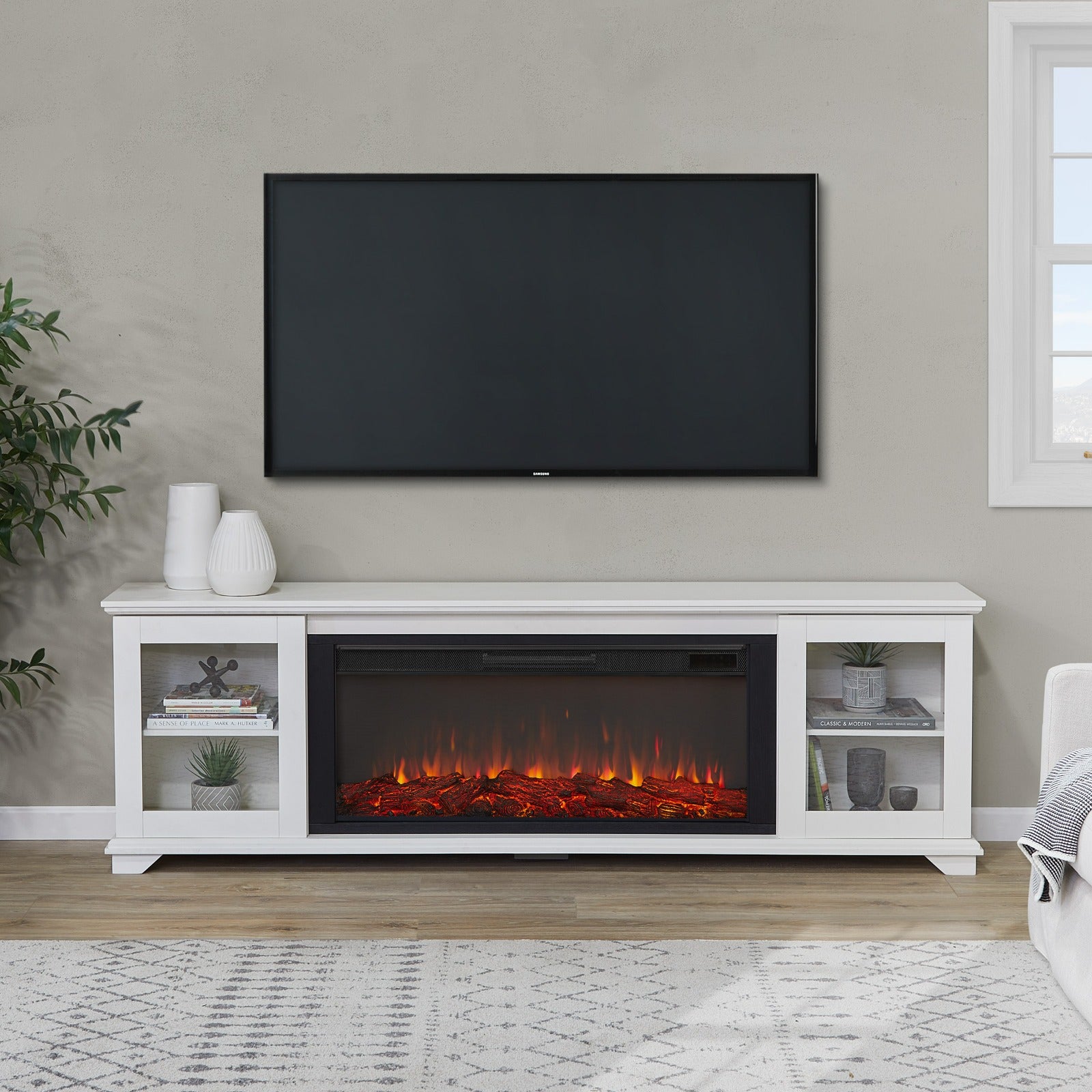 Benjamin Landscape Electric Fireplace TV Stand - Real Flame