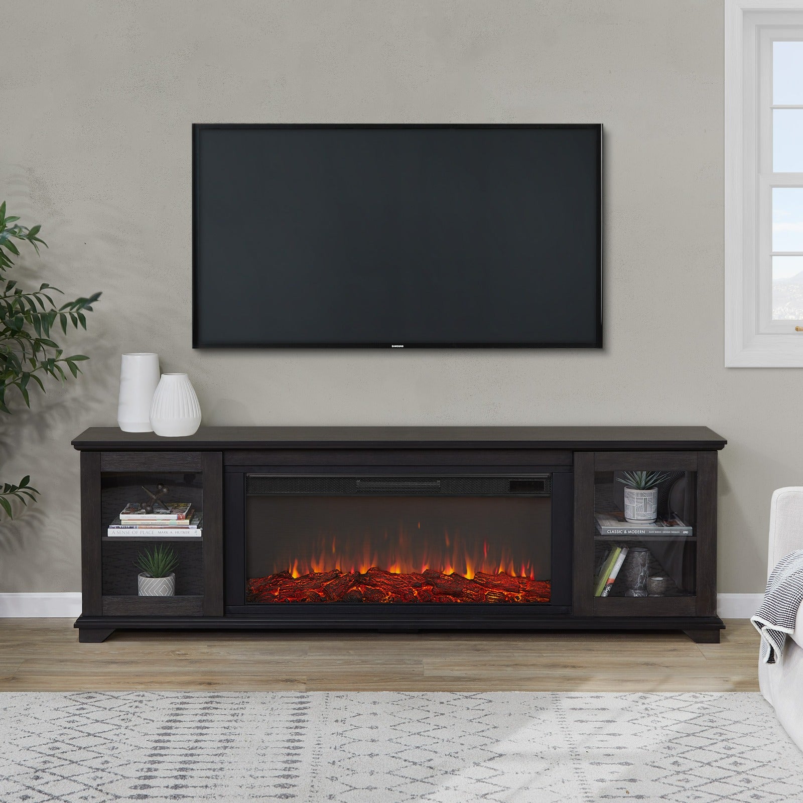 Benjamin Landscape Electric Fireplace TV Stand - Real Flame